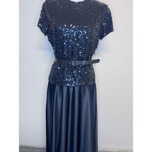 Lillie‎ Rubin Black Long Sequins Dress Women's Size 12
